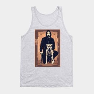 John Wick With Parabellum and His Trusty Dog Sunset Vintage Retro Movie Tank Top